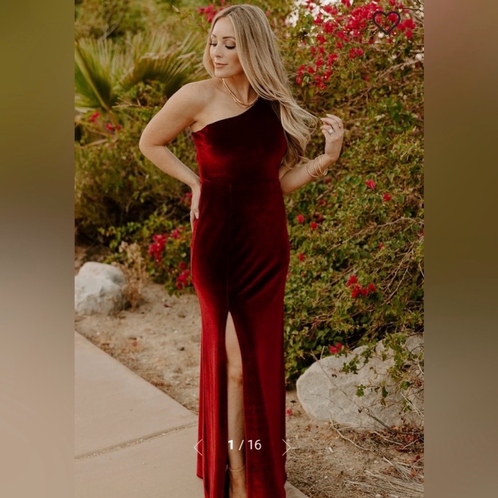 Baltic Born Tatiana Velvet One-Shoulder Maxi Dress Merlot Size S - Picture 4 of 14